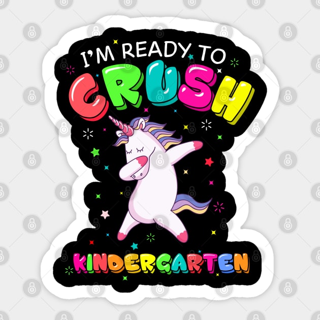 I'm ready to crush kindergarten dabbing Unicorn Sticker by opippi